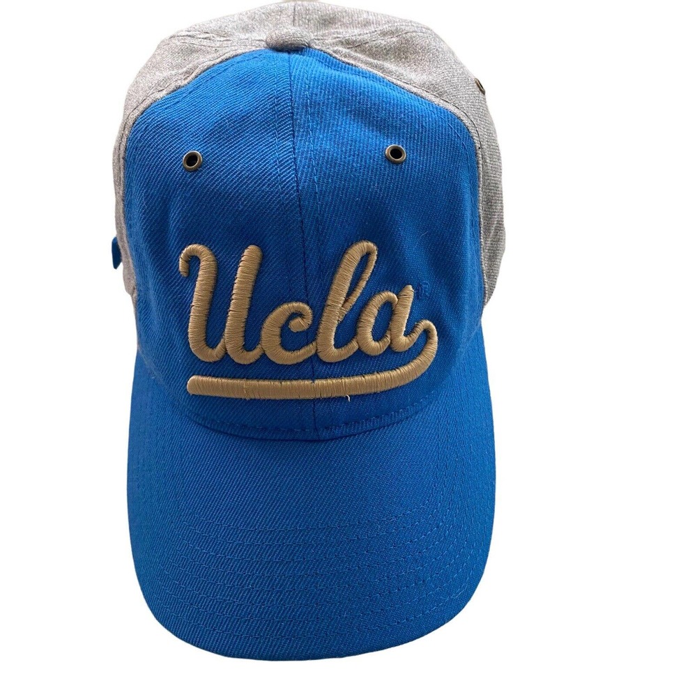UCLA Spell Out Embroidered Adjustable Adidas Hat Bruin Blue Gray College Apparel